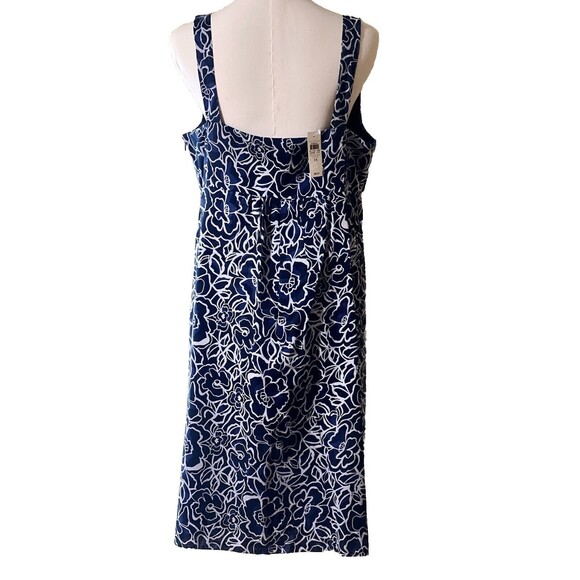 Ann Taylor Dress 14 Navy White Floral Cotton Shift Sleeveless U Neck Ruffles NWT - Picture 5 of 15